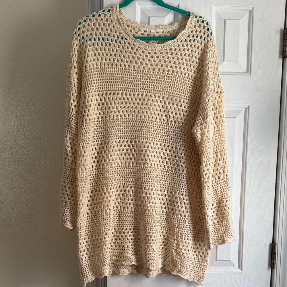 Women's Cream Knit Swim Cover Up